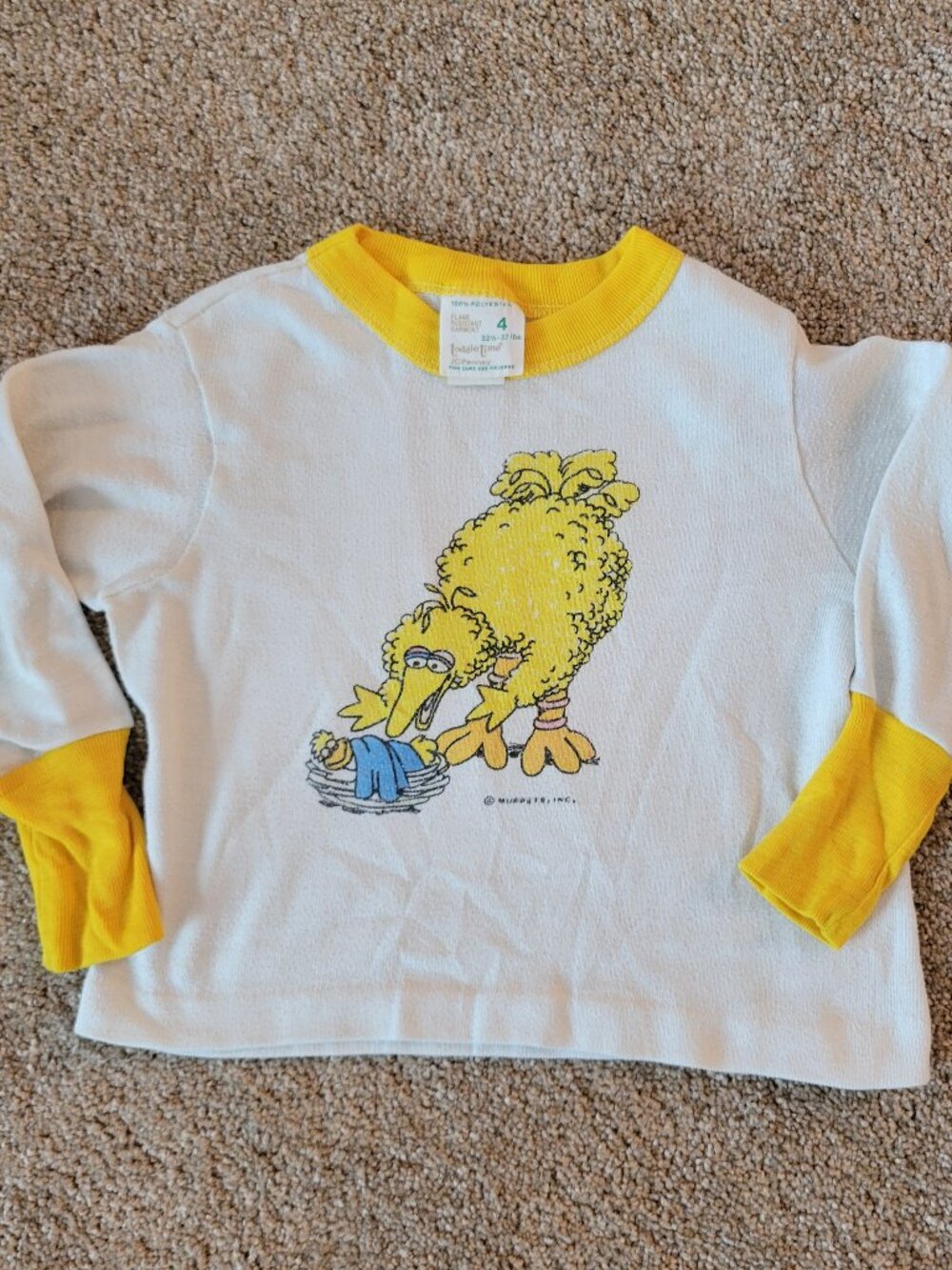 Vintage 70's Big Bird Sesame Street Long Sleeved Child's Top
